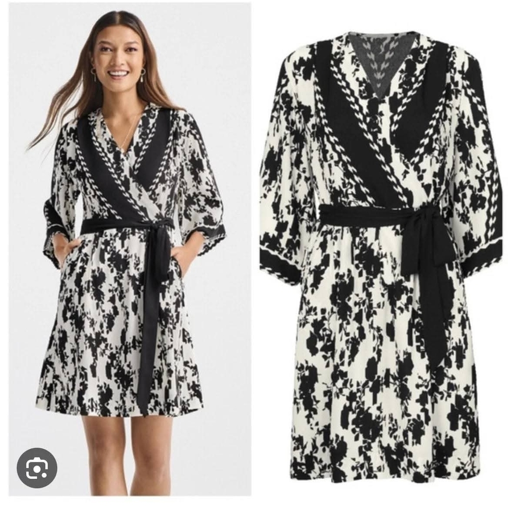 CAbi Black and White Patterned Robe